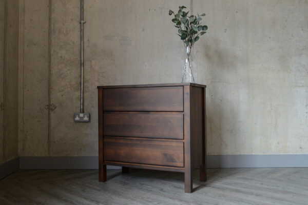 smoked walnut 3 drawer chest