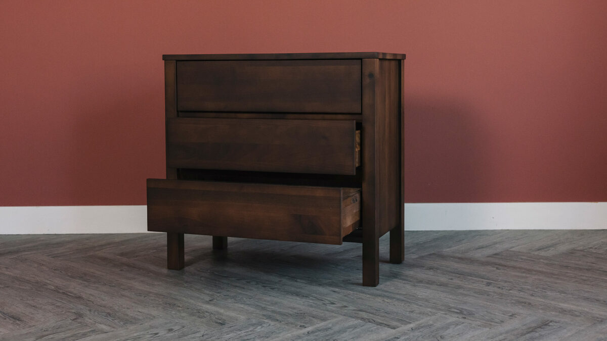 smoked walnut 6 drawer chest