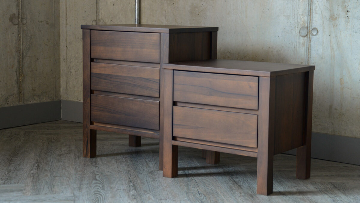 smoked walnut bedside units
