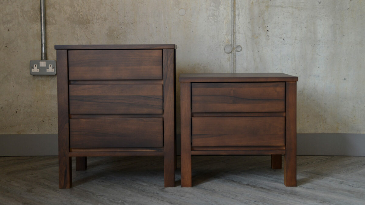 smoked walnut bedside units shaker