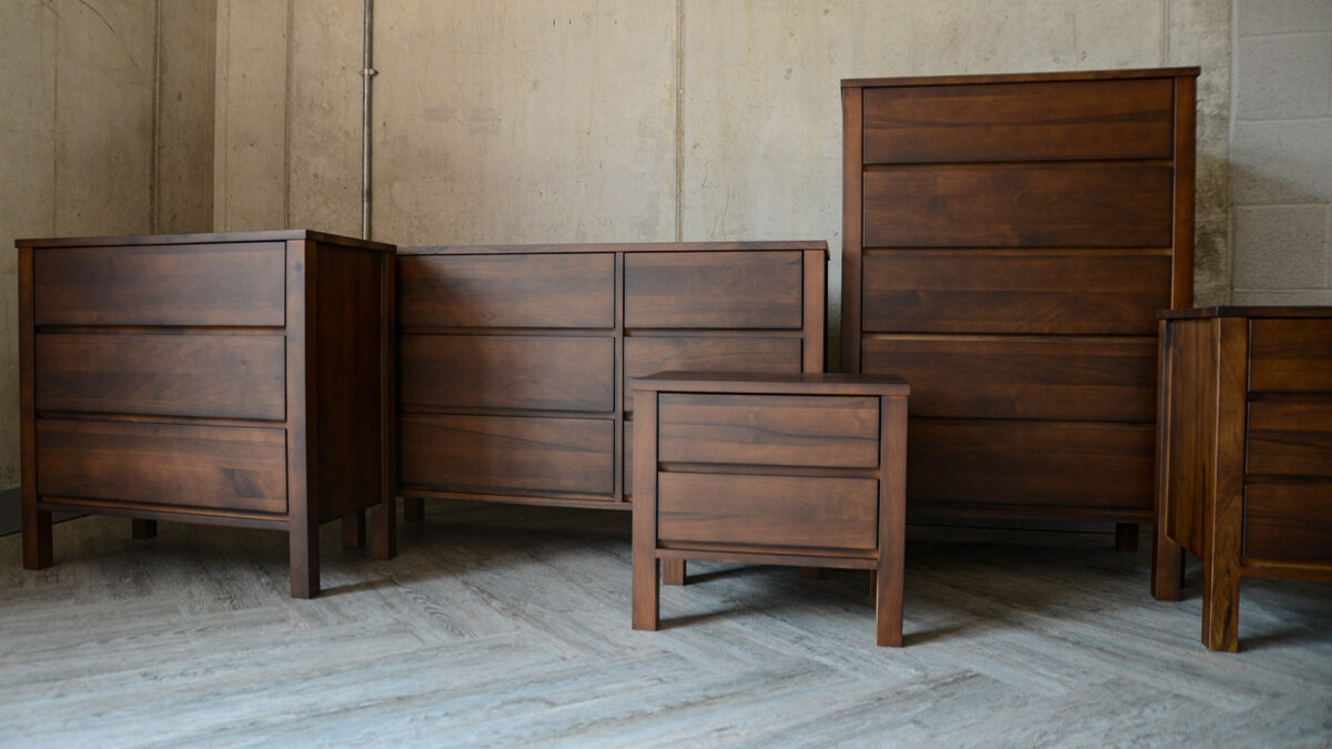 smoked walnut finish drawers