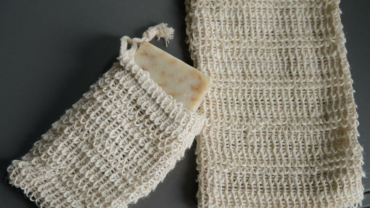 soap in scrub mitt