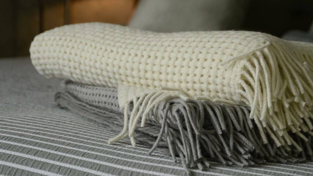 recycled wool basket weave throws