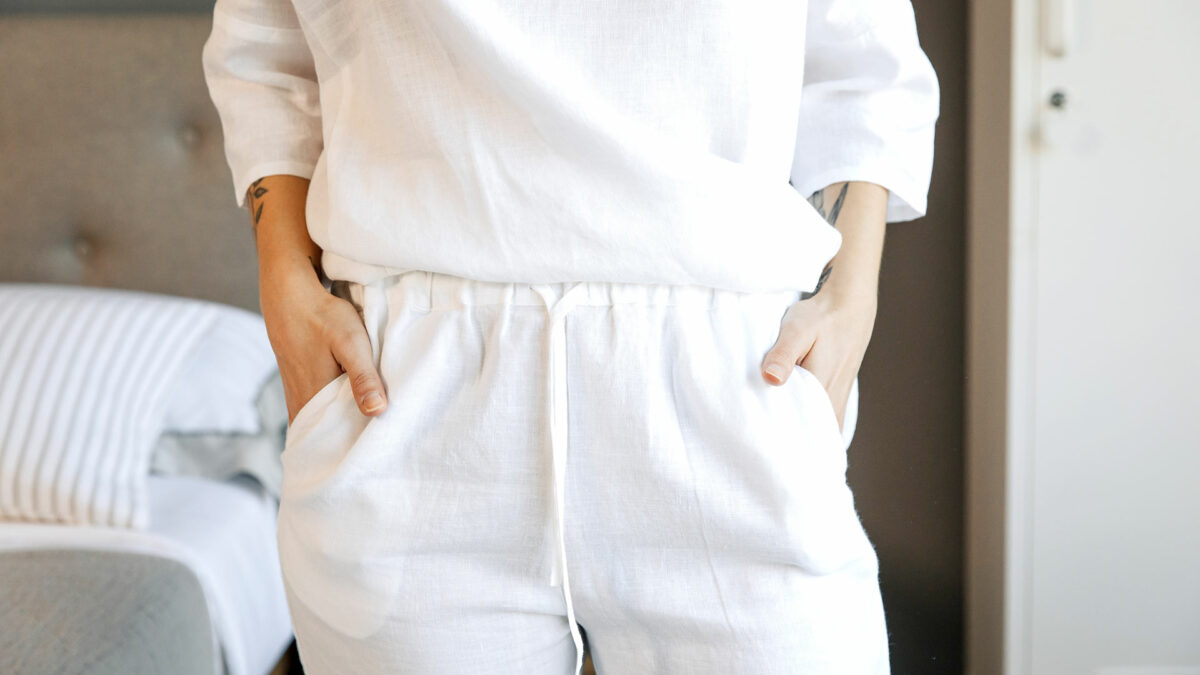 soft linen pyjamas in white detail