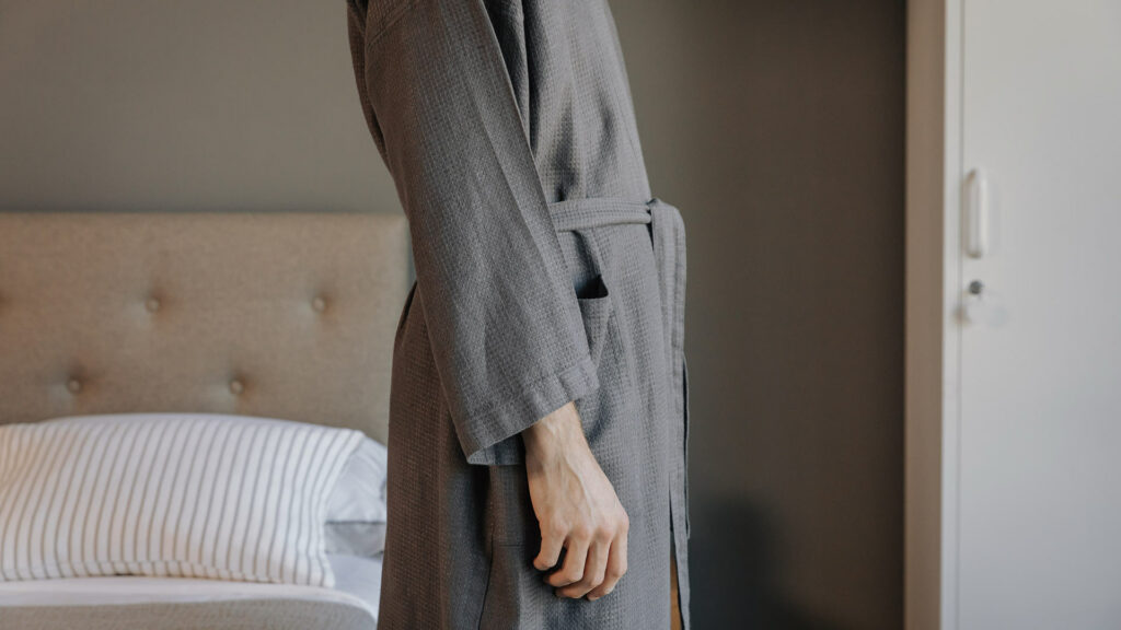 soft linen unisex robe grey