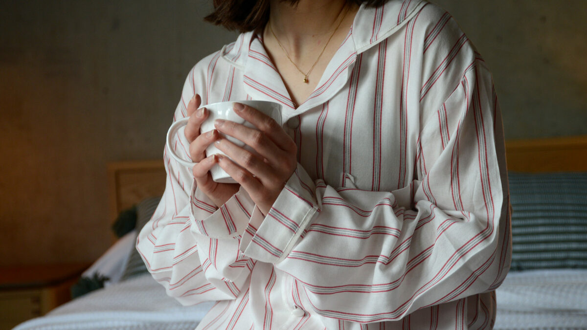soft pyjamas in striped fabric