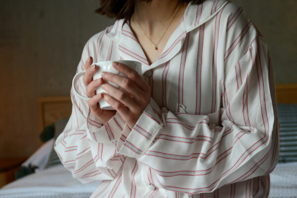 soft pyjamas in striped fabric