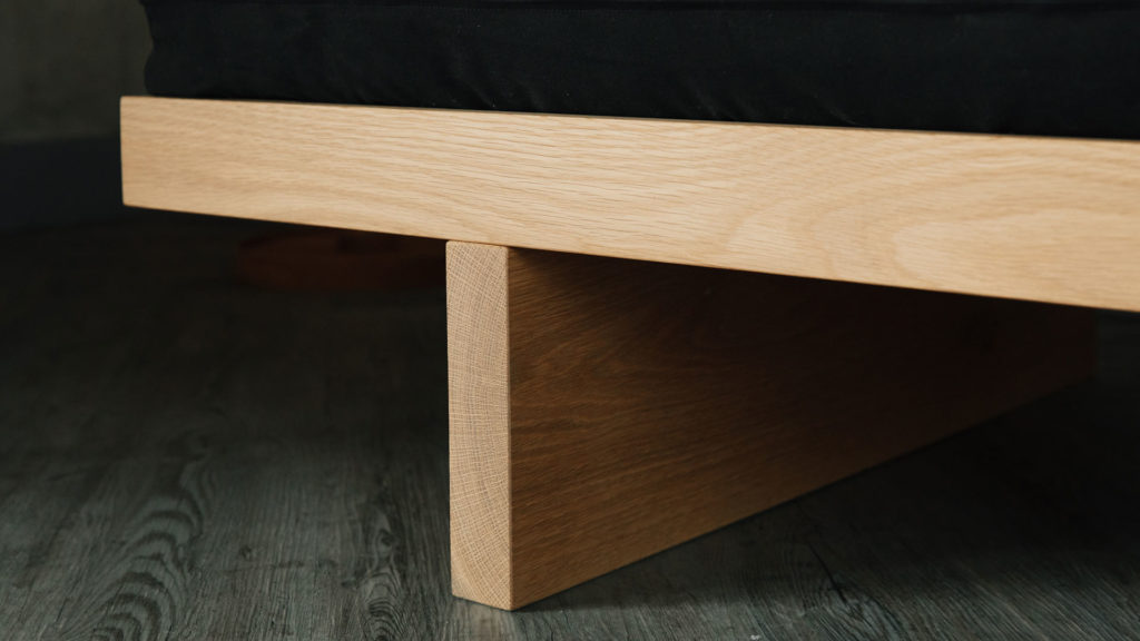 close up of solid Oak Kyoto Day bed leg