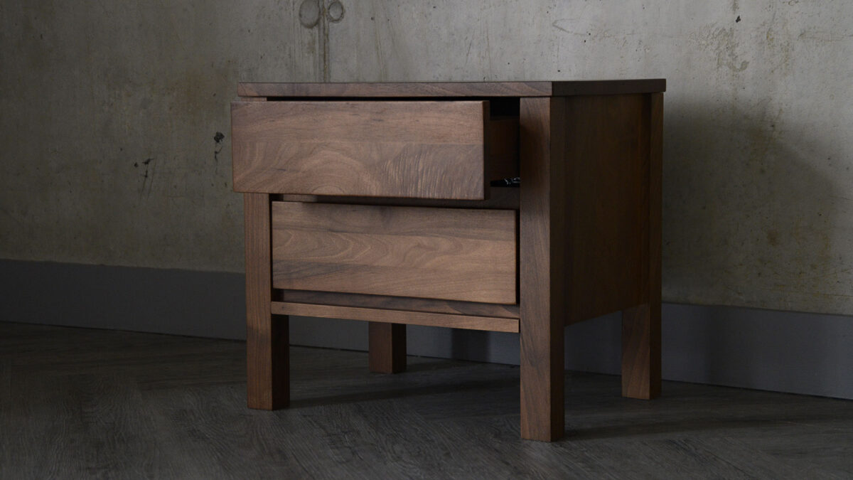 Black Lotus Shaker Collection - Walnut 2 Drawer Bedside Unit - Image 2