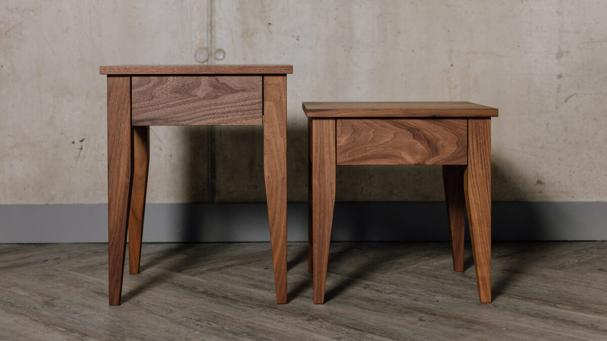 solid walnut bedside tables cochin 2 heights