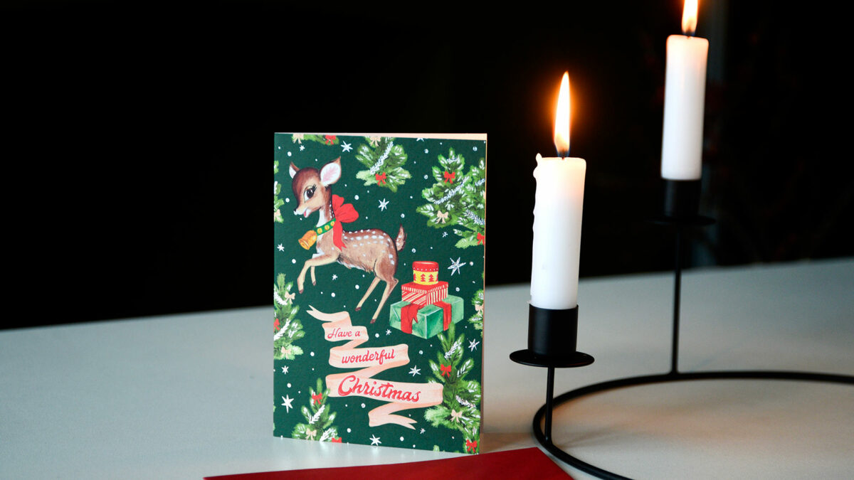 sparkly reindeer christmas card