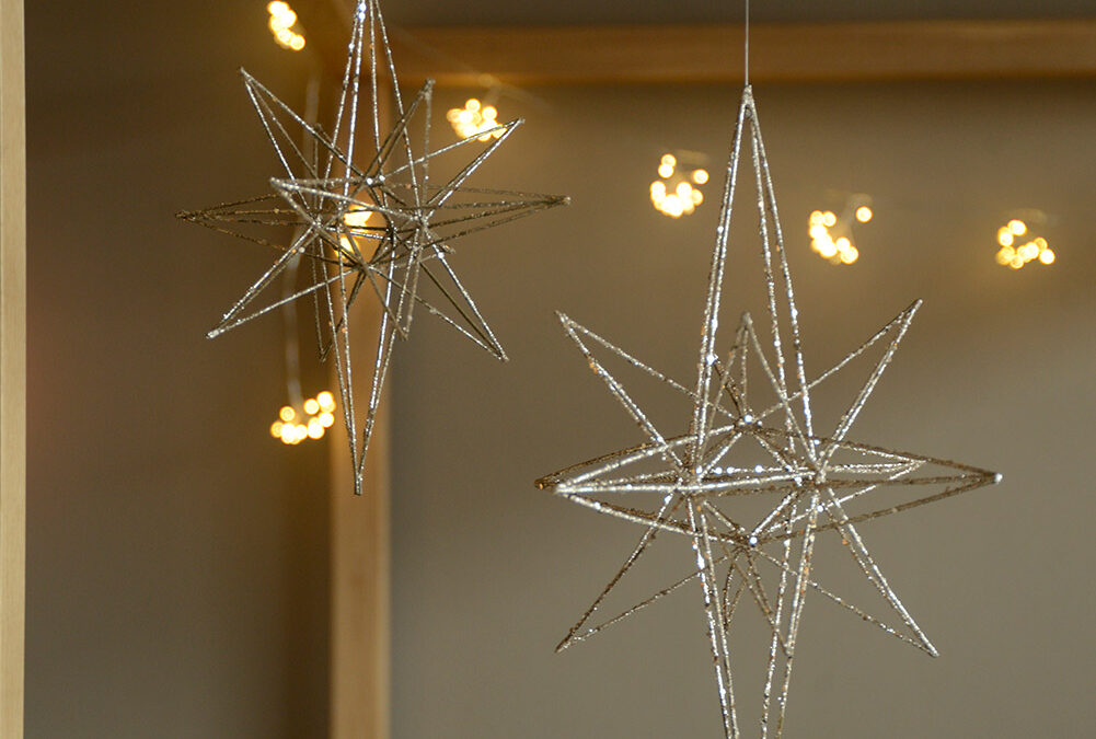set of 2 sparkly stars