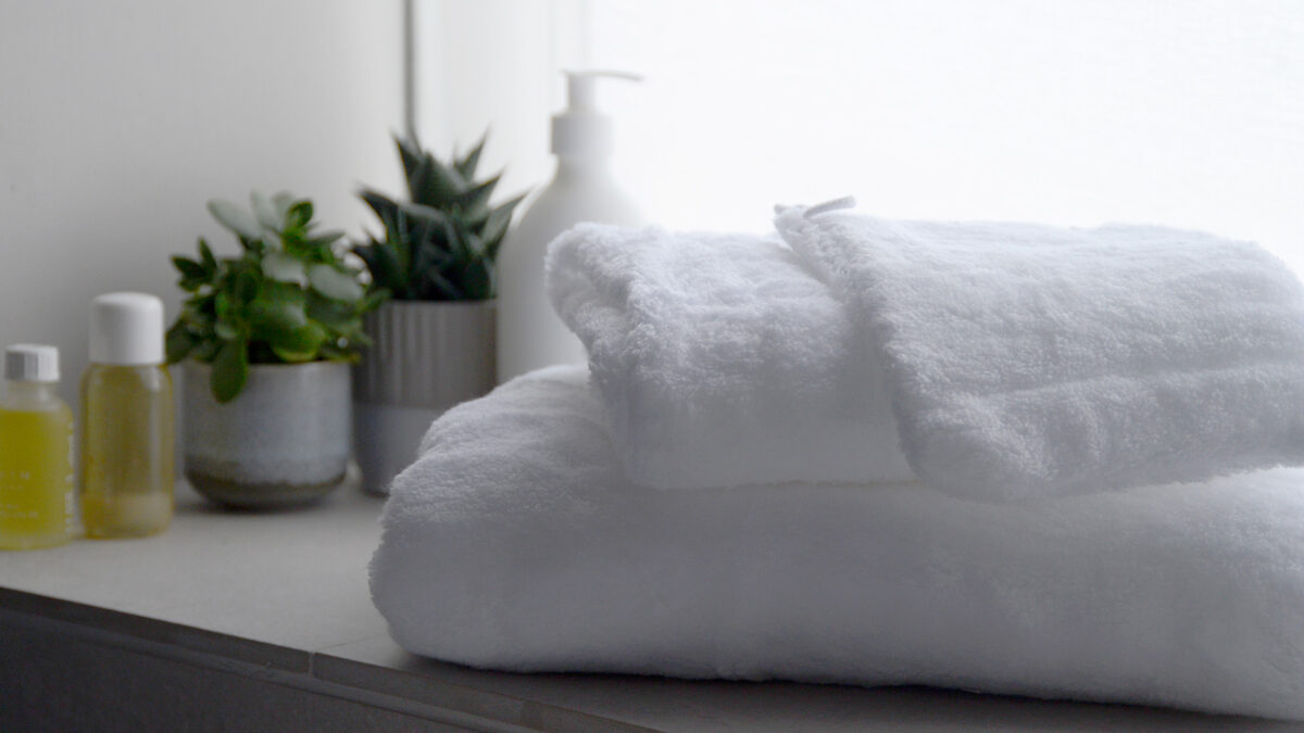 softest white towels shown folded