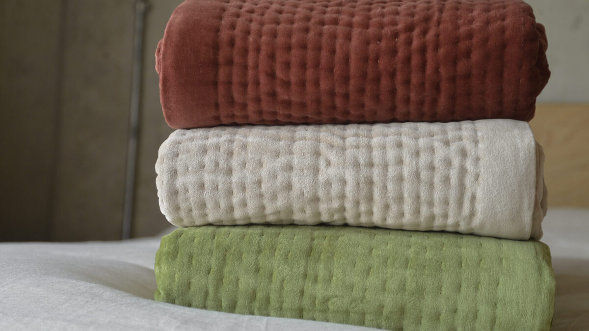Stitched Velvet Bedspreads - 3 Colours