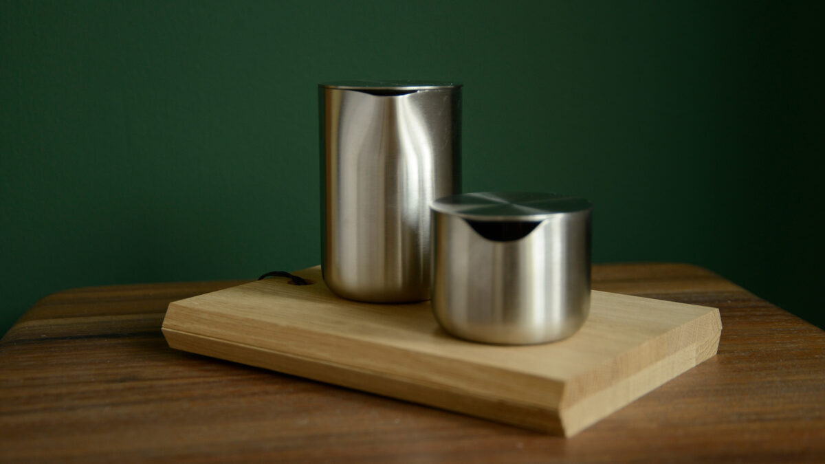 stainless steel sugar bowl and creamer