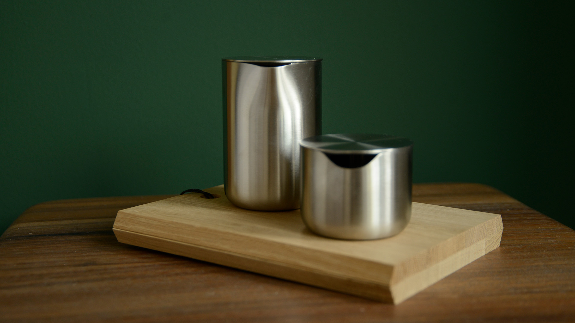 modern stainless steel sugar bowl and creamer jug with lids