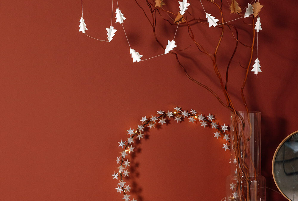 star wreath and paper trees garland portrait