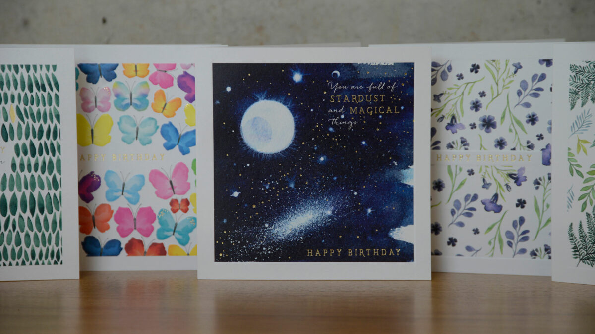 stardust and magic birthday card close up