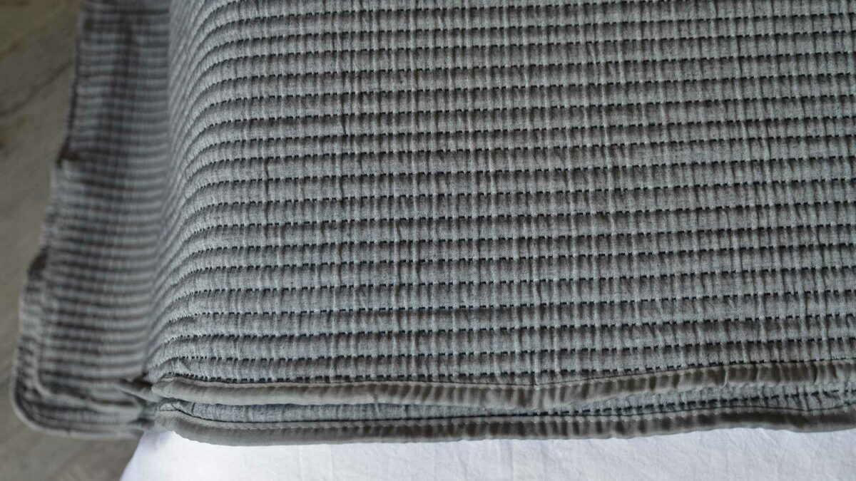 steel-grey-stitched-chambray-bedspread-detail