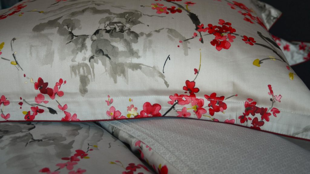 stone cherry blossom print duvet set