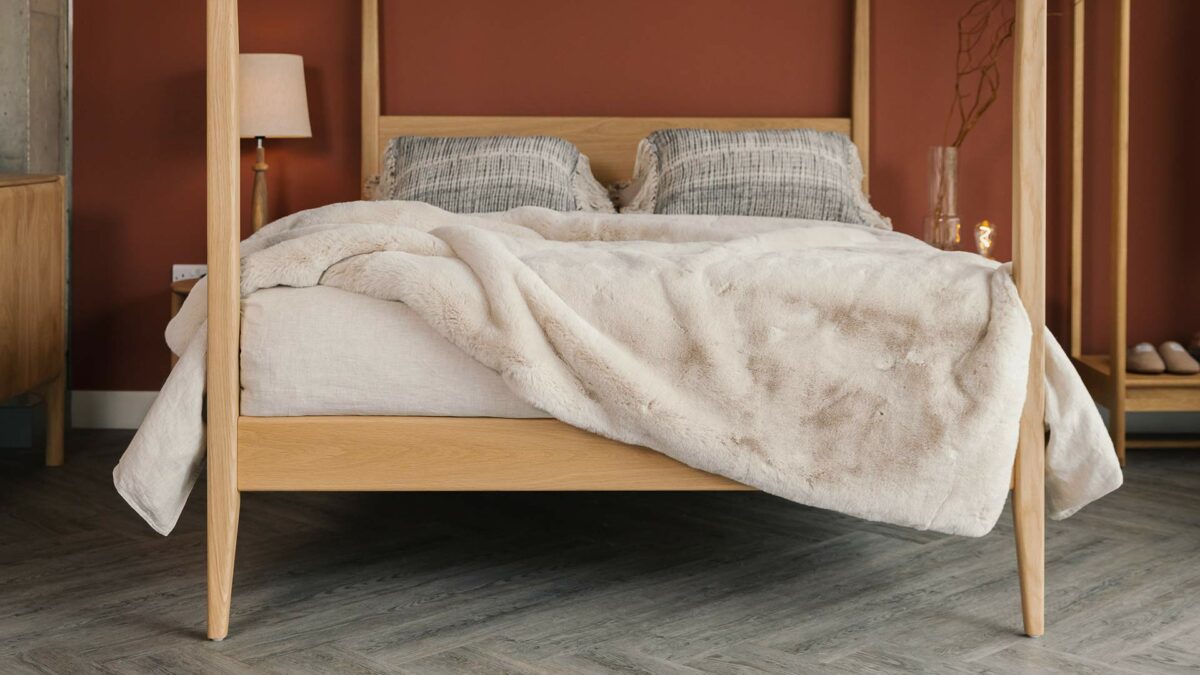 stone colour luxury faux fur throw
