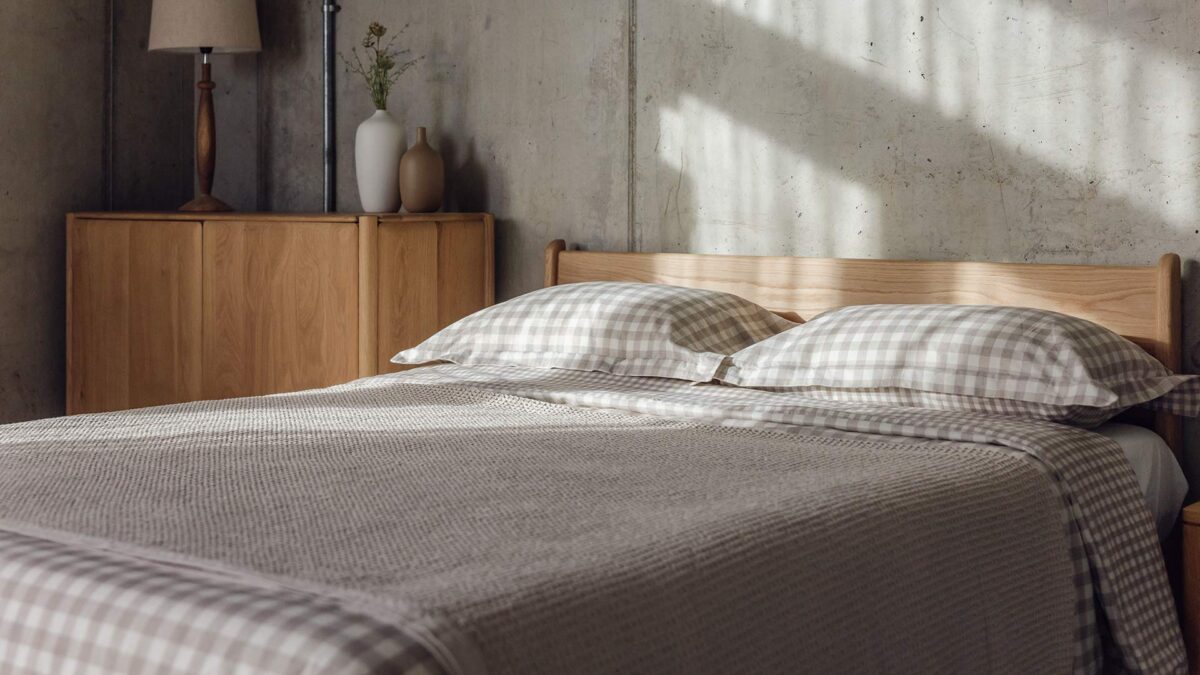 Gingham Cotton Bedding - Berry, Beige or Blue - Image 13