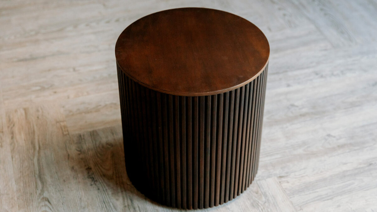 Storage stool or side table in dark mahogany