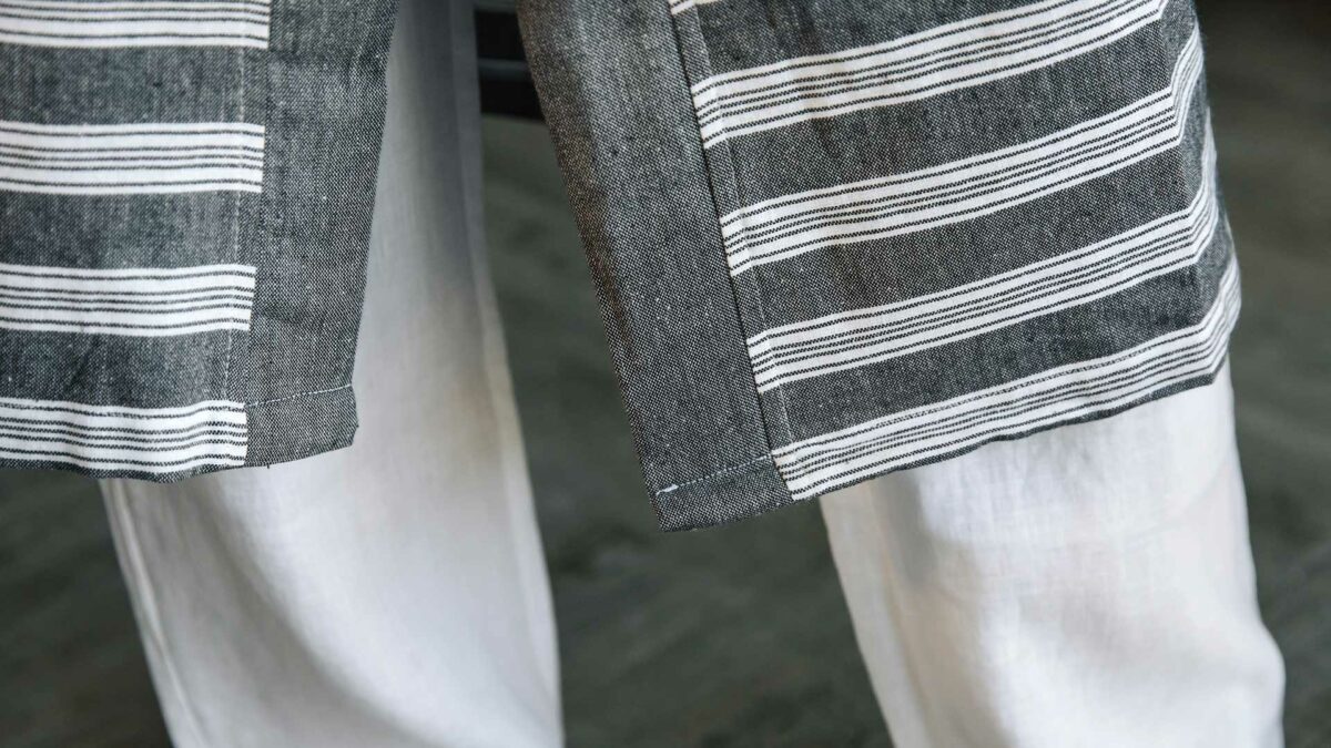 stripe robe fabric ddetail
