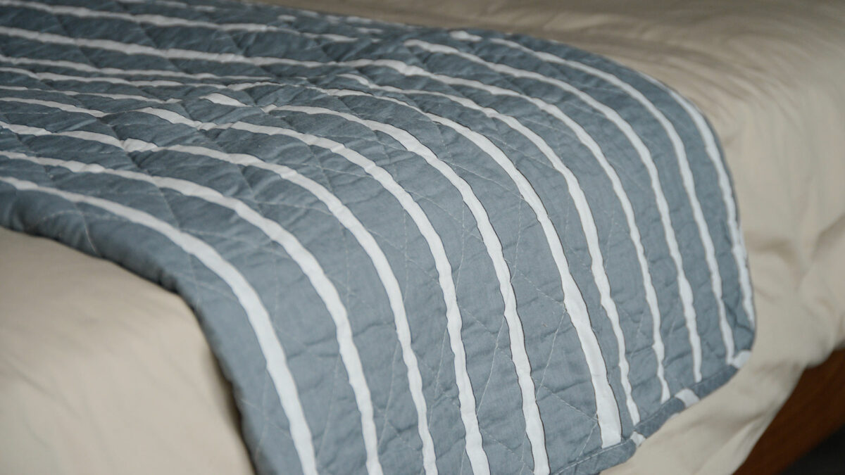 stripe throw cool grey blue