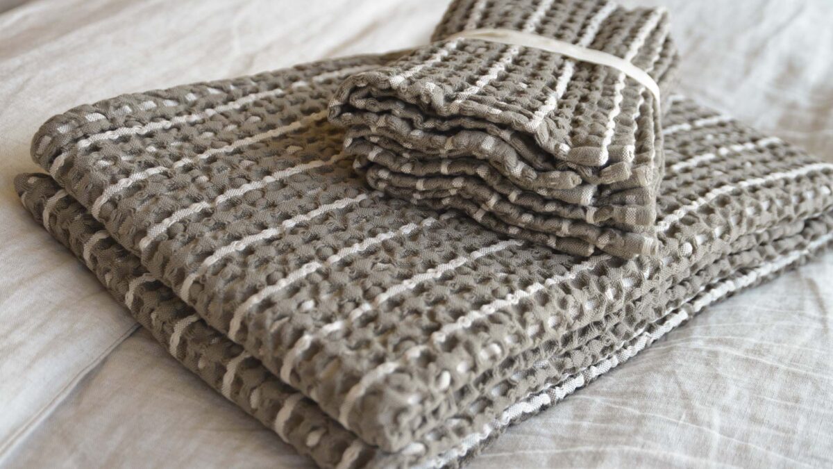 Organic Cotton Waffle Stripe Towels - Image 3
