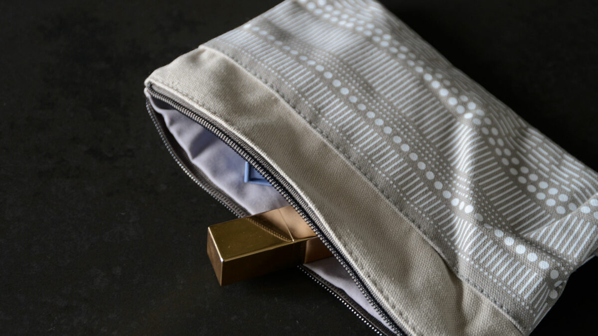 striped cotton make up bag