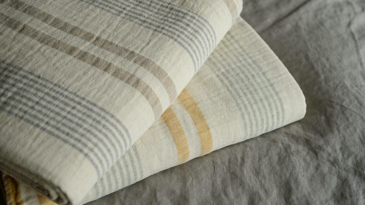 striped cotton throws taupe or yellow