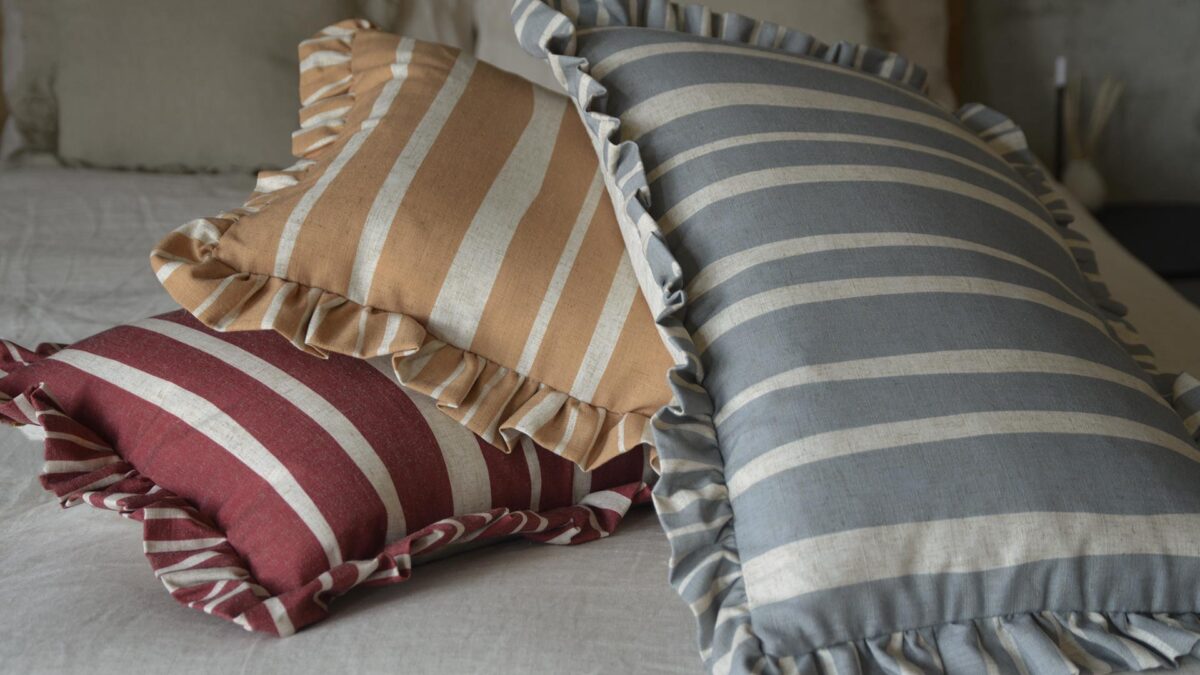 Bold Stripe Ruffle Cushions - 3 Colours