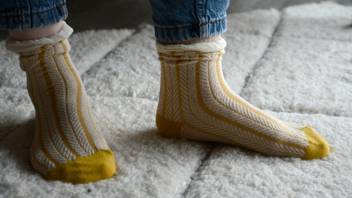 striped mustard socks