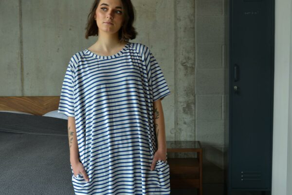 blue stripes T shirt dress