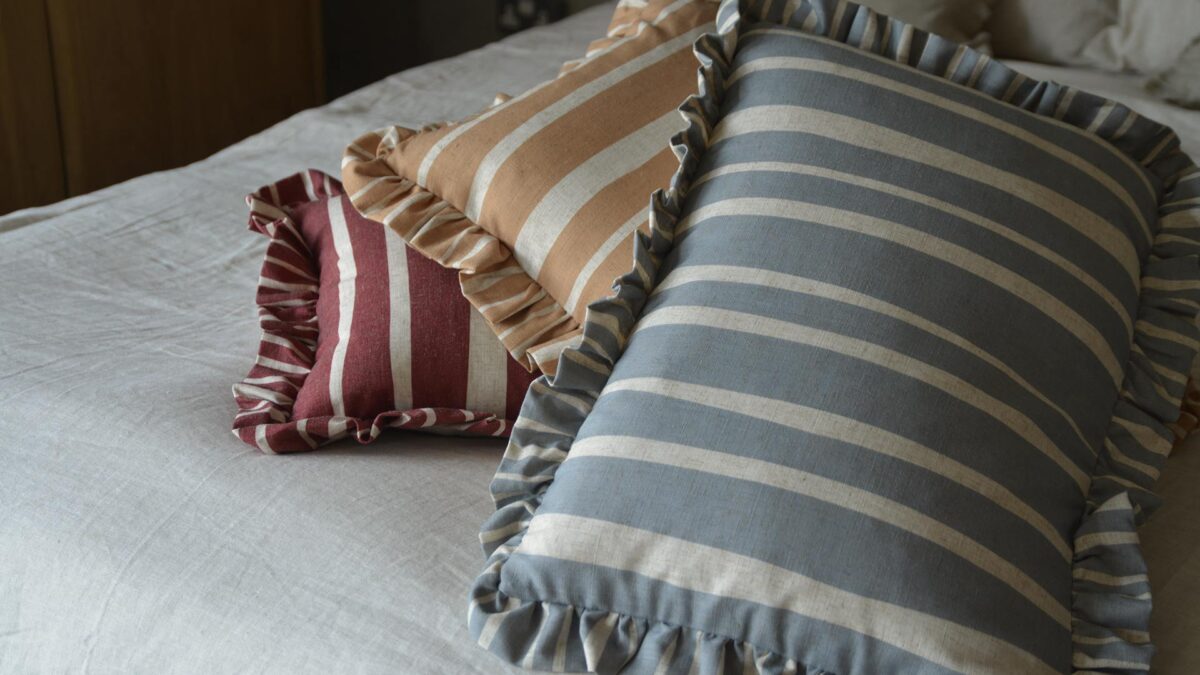 Bold Stripe Ruffle Cushions - 3 Colours - Image 5