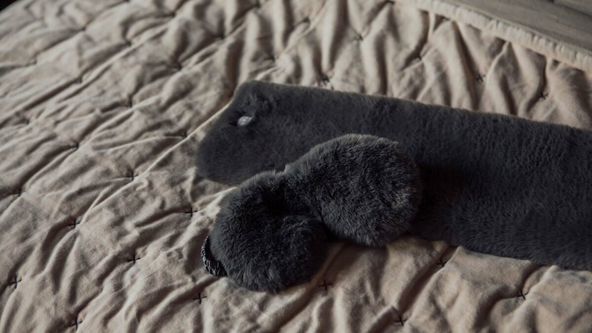 super soft faux fur hotwater bottle and eye mask