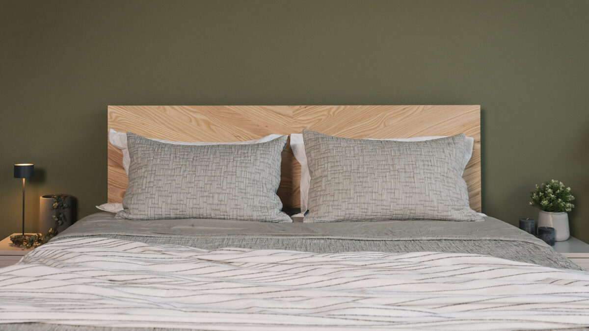 superking ash hathersage headboard with textured grey bedding