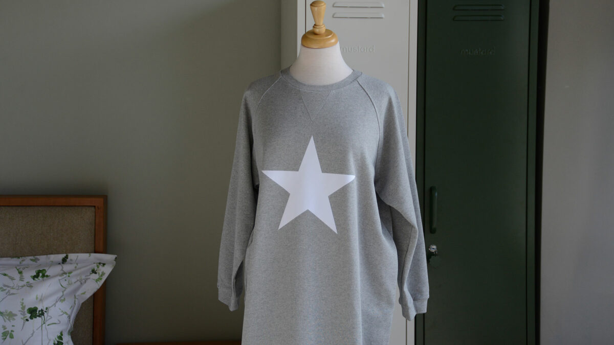 grey sweatshirt dress with star motif