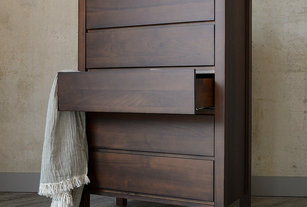 tall 5 drawer chest in smoked walnut