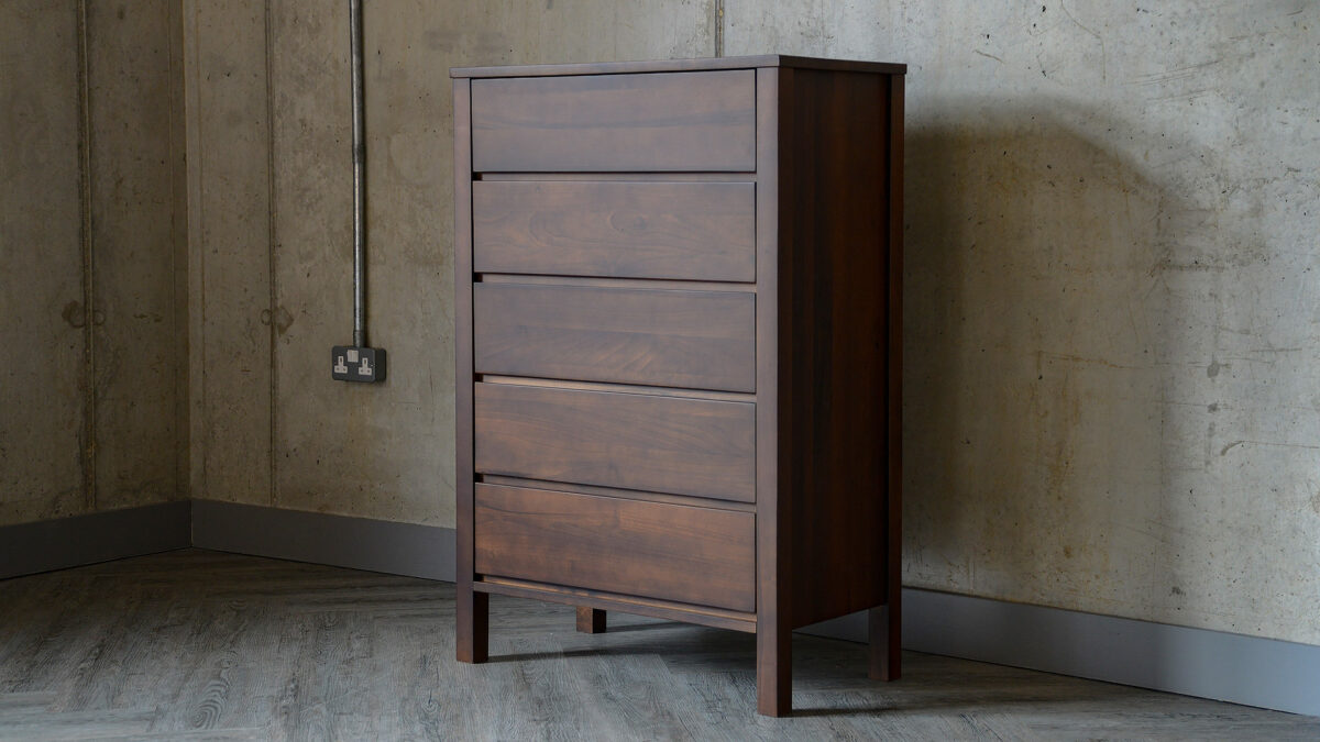 tall 5 drawer chest smoked walnut