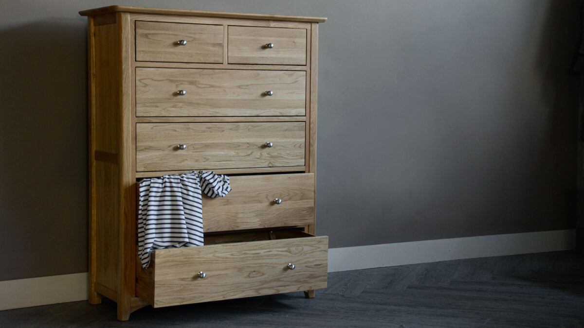 tall 6 drawer oak chest