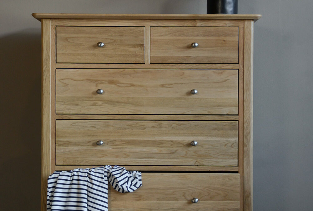 tall 6 drawer oak chest portrait