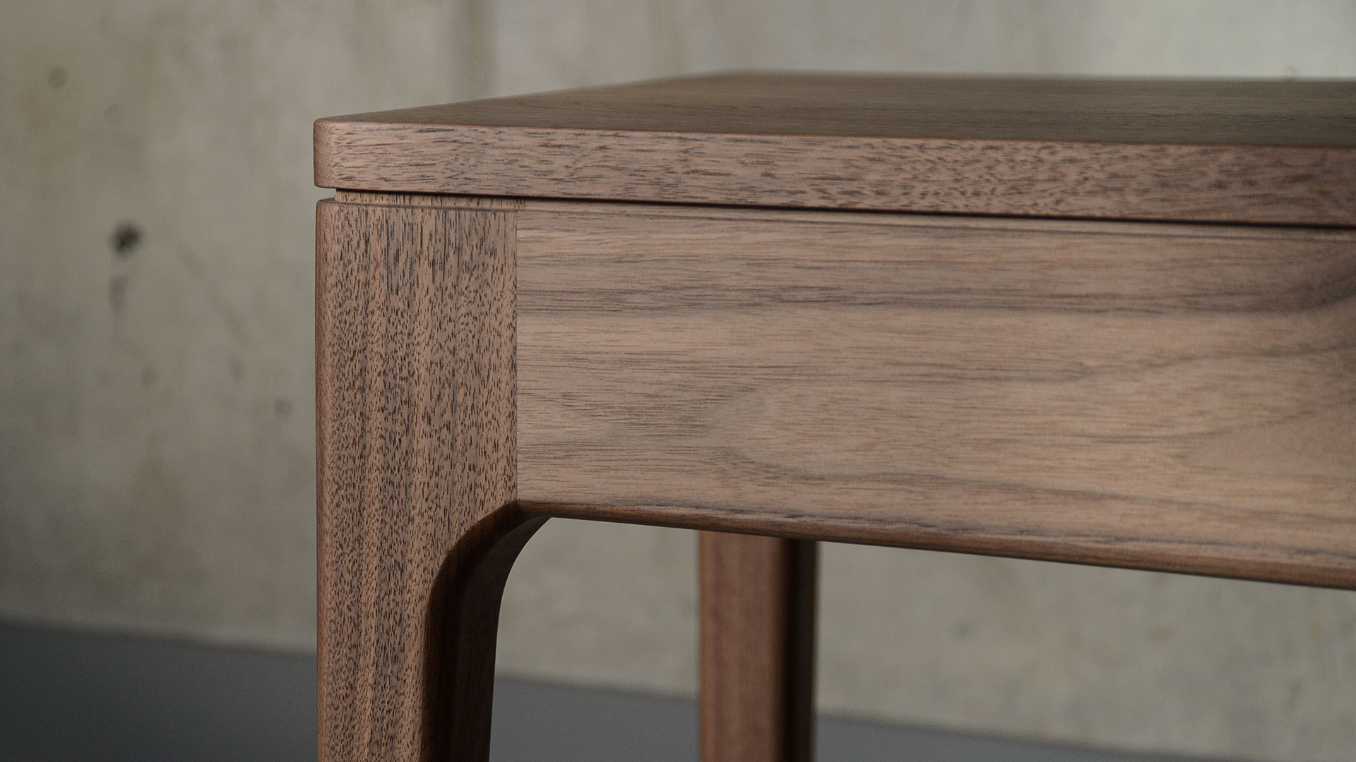 a close up view of the taller Walnut Camden bedside table