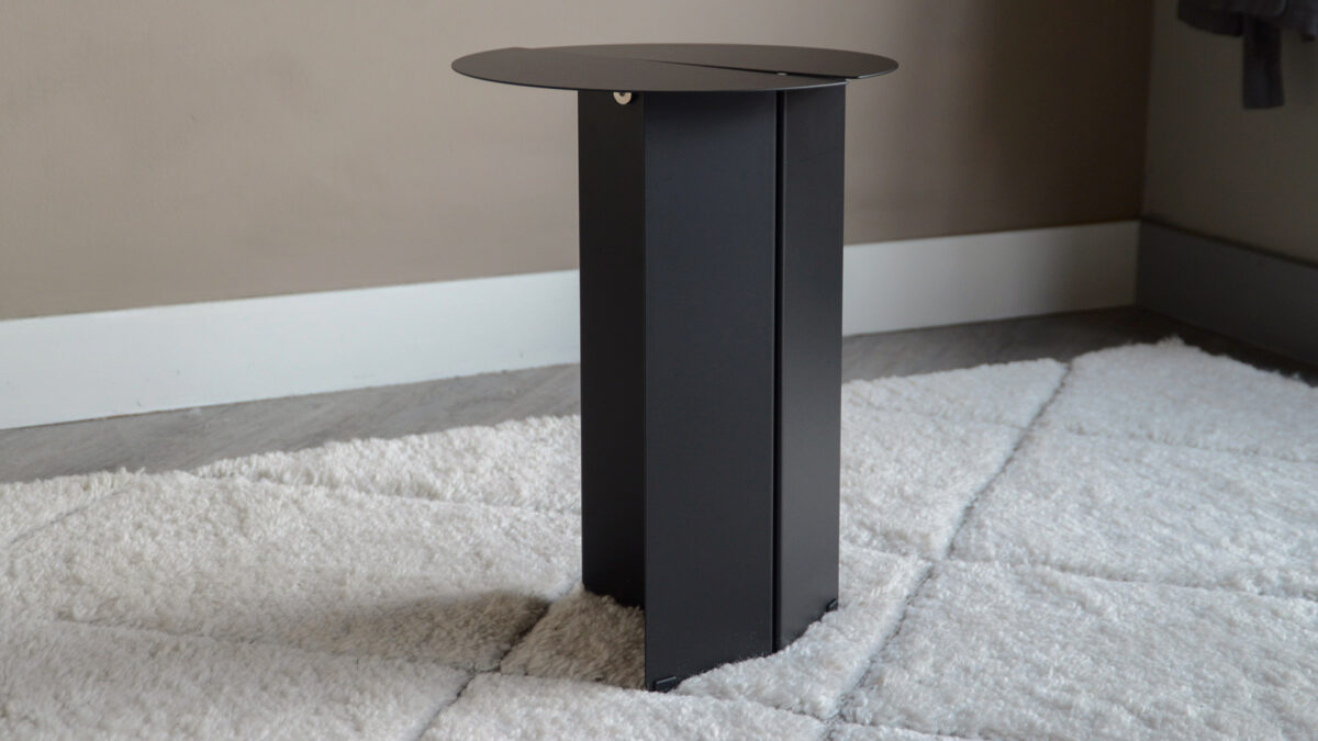 tall slim black metal side table