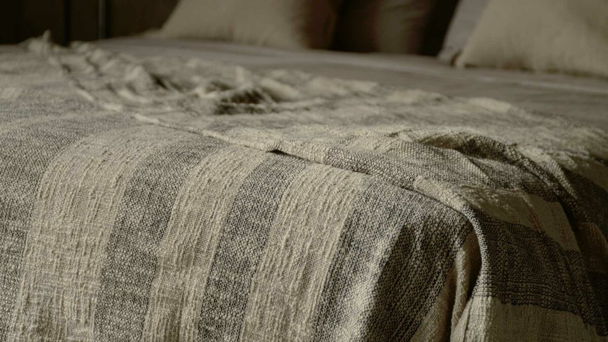 taupe and black modern textured bedspread