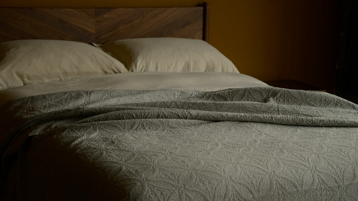 taupe bed cover