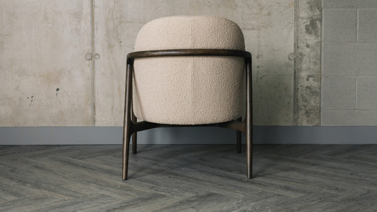 taupe boucle bedroom chair