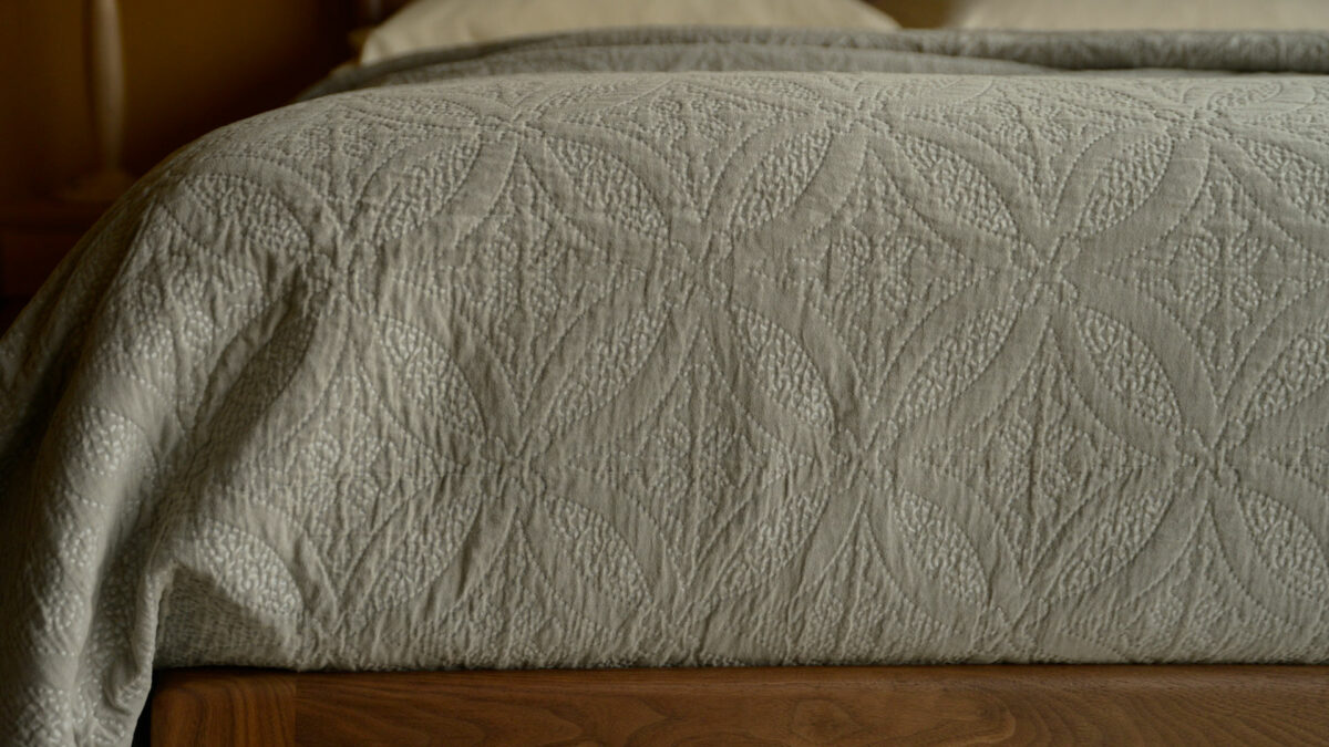 taupe light embroidered look bedspread
