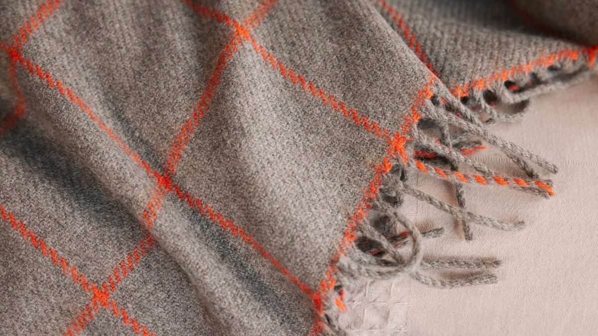 taupe orange cashmere blanket